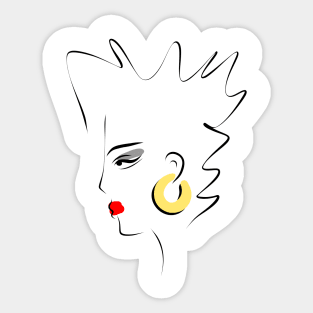 Portrait of a girl in a minimalistic linear style. Sticker